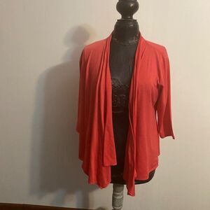 Thesis Orange wrap front open 3/4 sleeves cardigan, size 1X